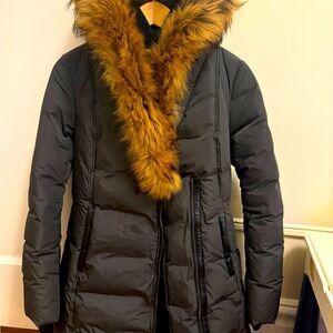 Mackage Long Parka Down in grey with brown fur size S